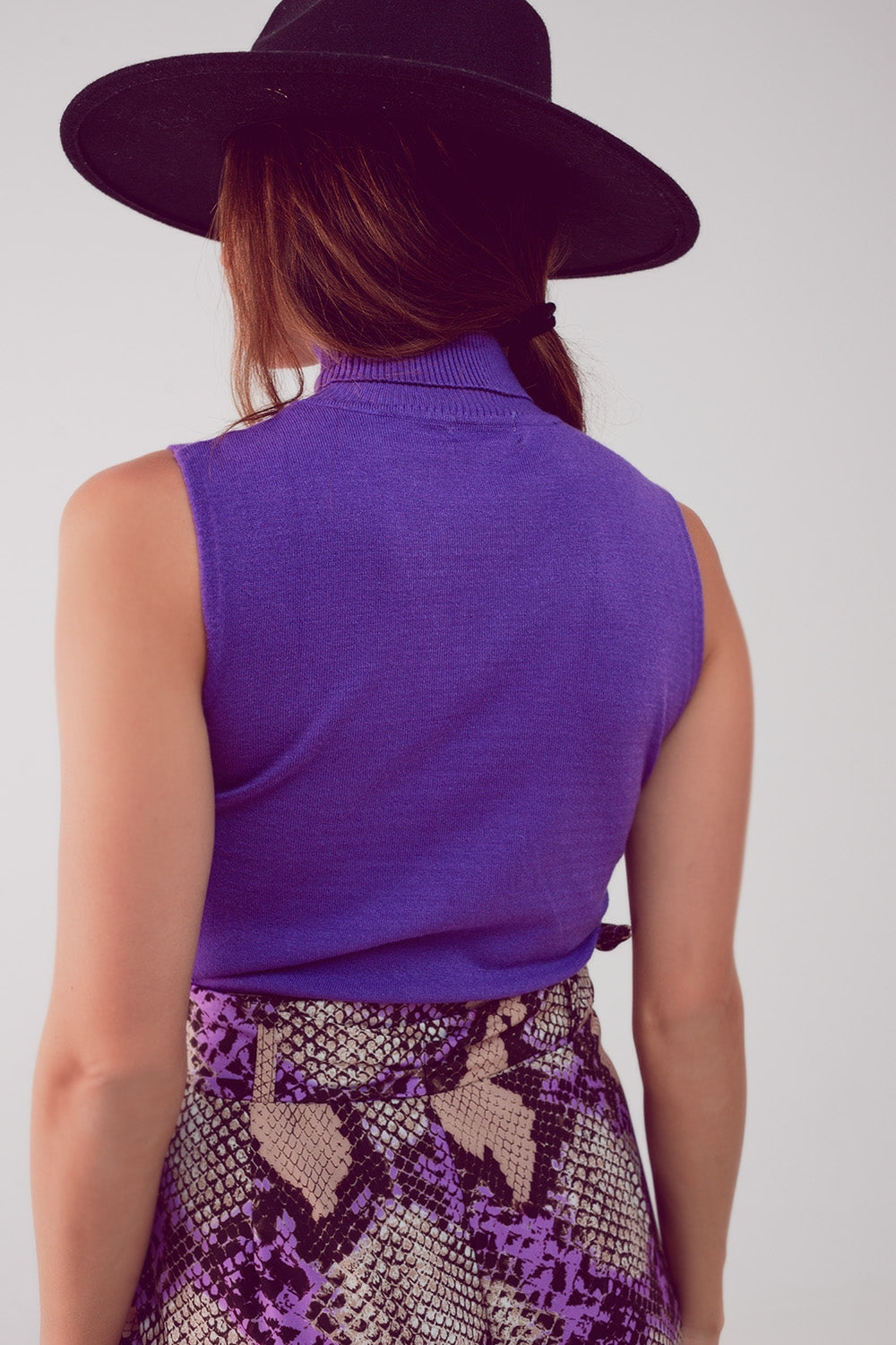 Knitted Tank Jumper In Purple