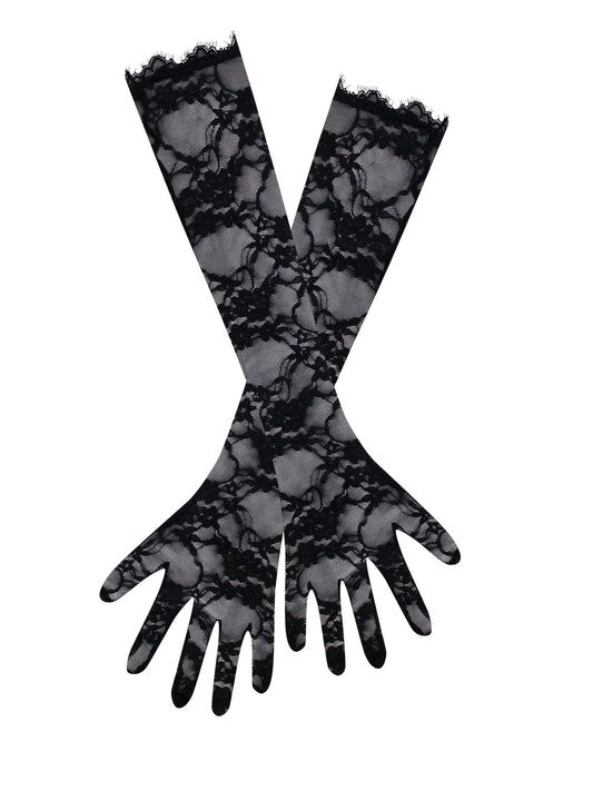 Rae Teal Lace Opera-length Gloves