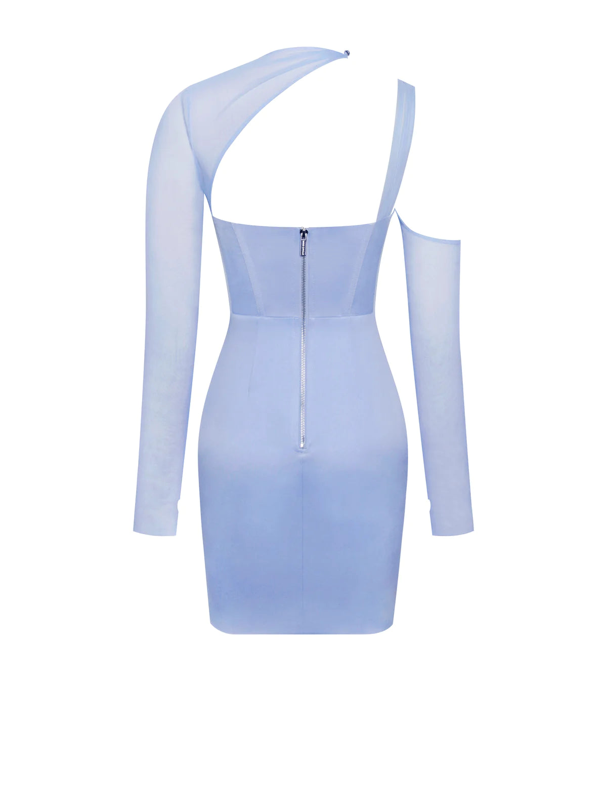 Everlee Baby Blue Mesh Sleeve Satin Corset Dress
