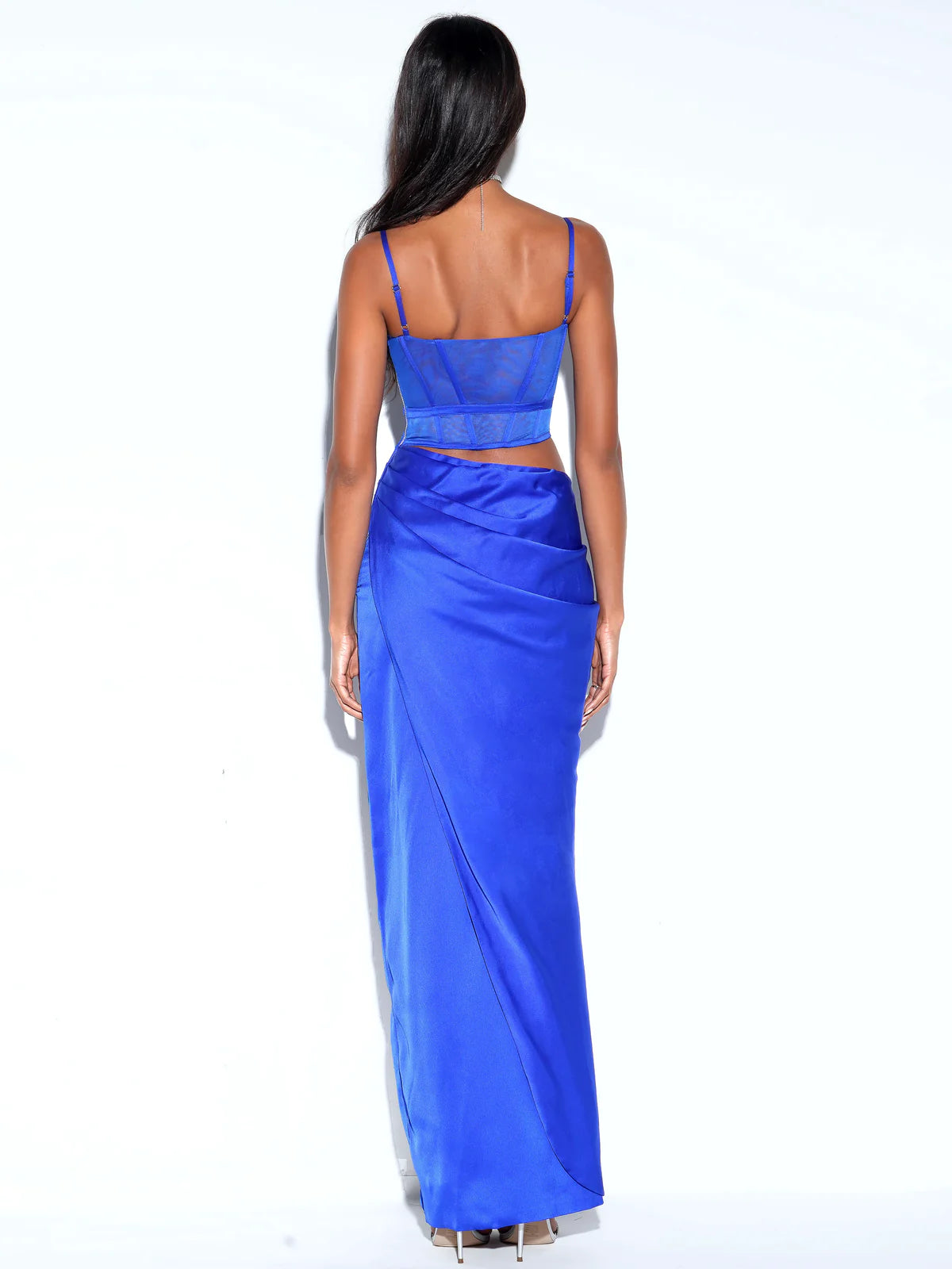 Addison Royal Blue Corset Cutout Satin