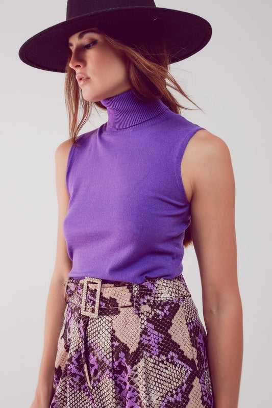 Knitted Tank Jumper In Purple