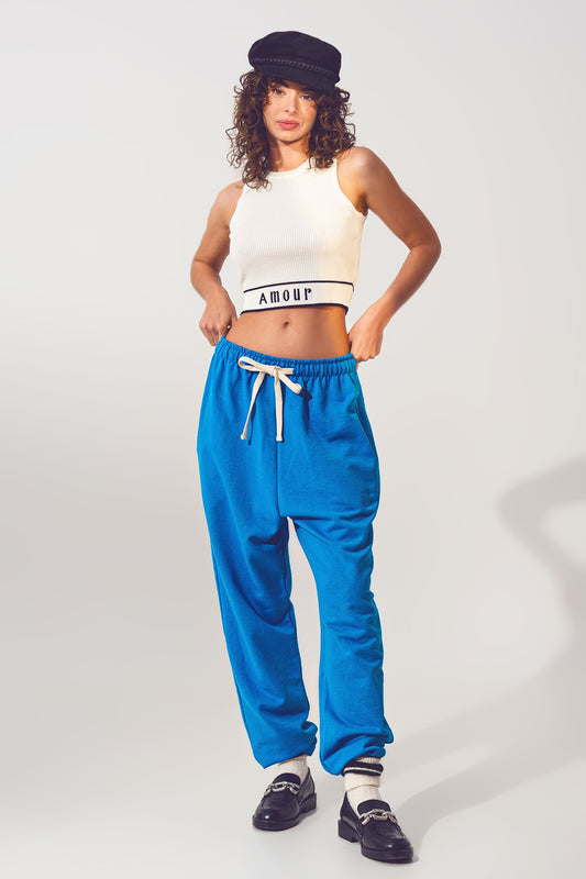 Knitted Tank Top With Amour Text In White