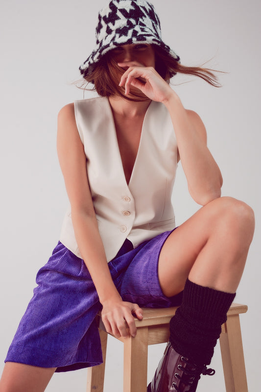 Longline Short In Purple Cord