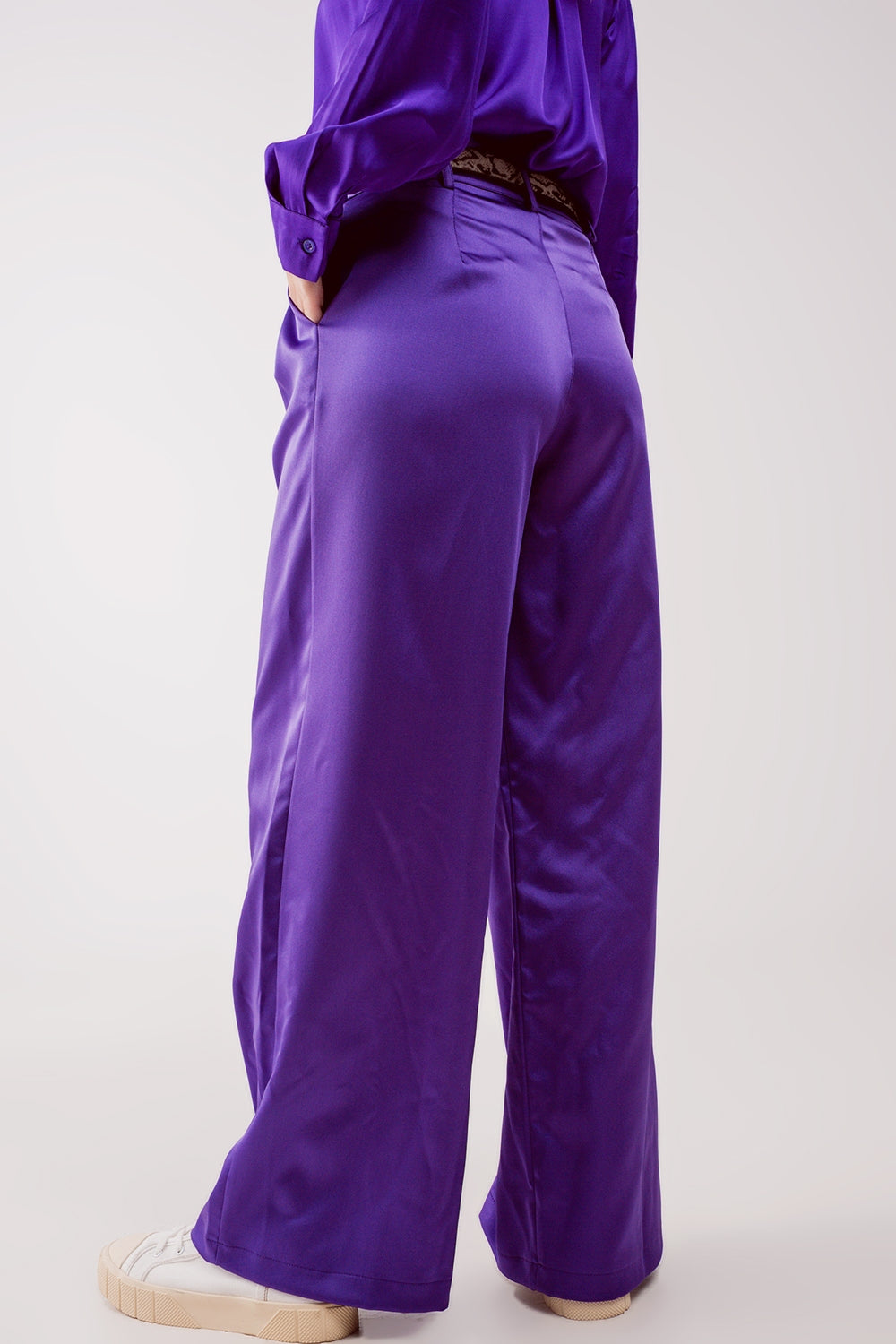 Palazzo Pleated Pants In Purple