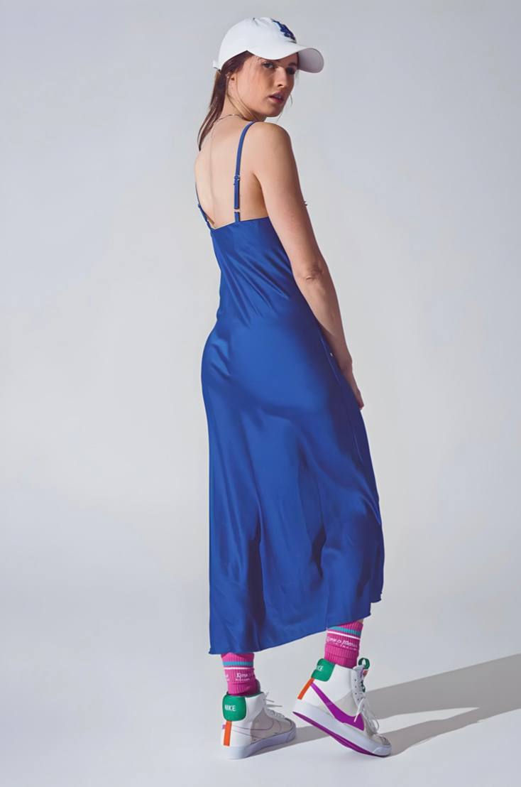 Blue Straight Slip Dress
