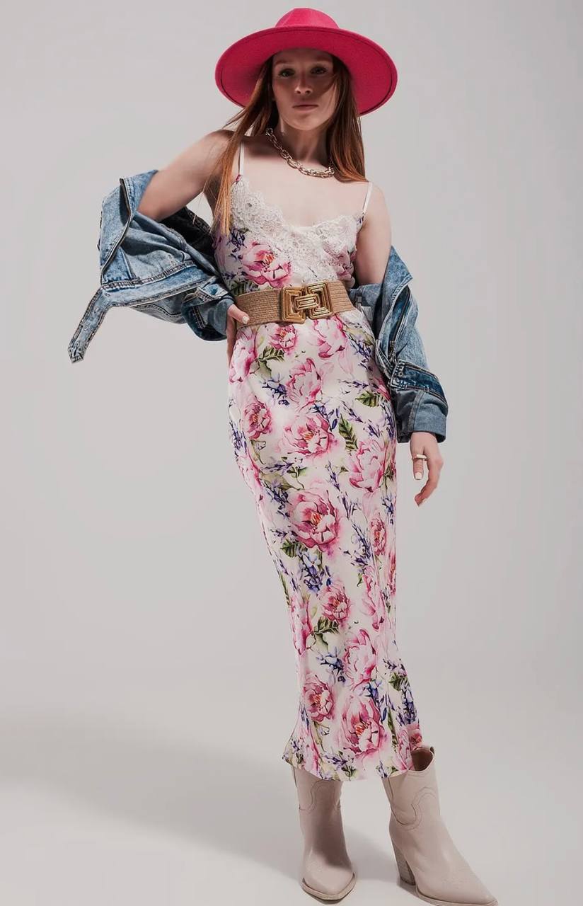 Flower Print Long Combination Dress