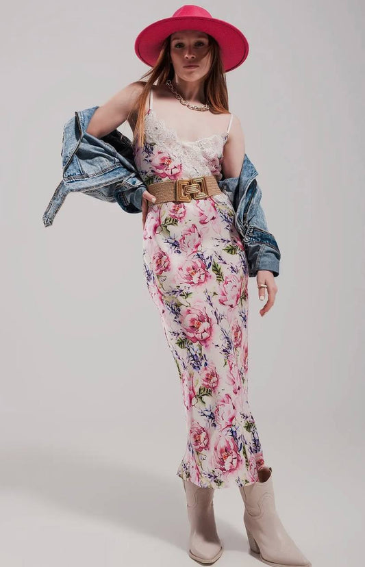 Flower Print Long Combination Dress