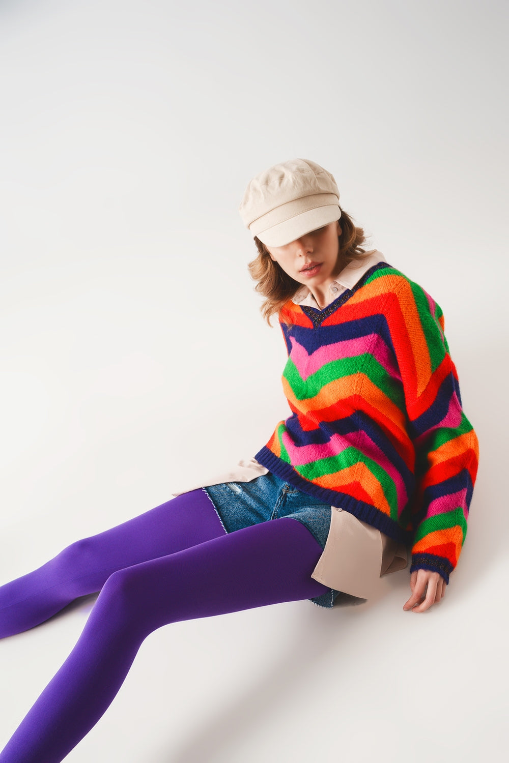 Striped Knit Sweater In Multi