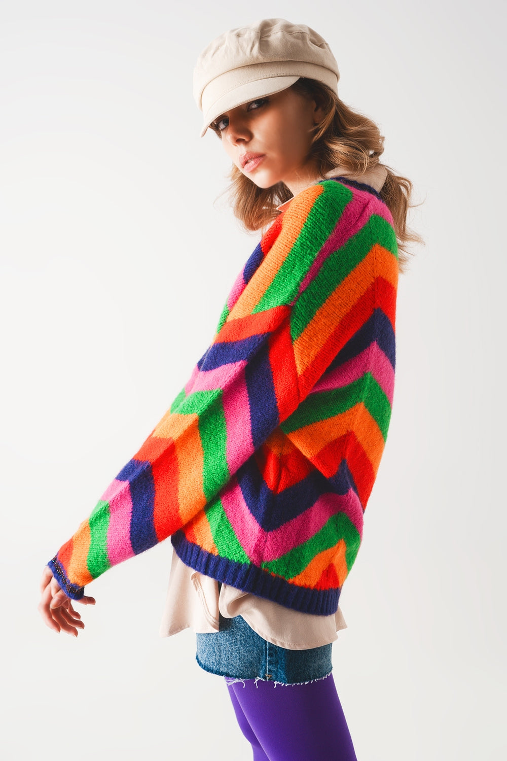 Striped Knit Sweater In Multi