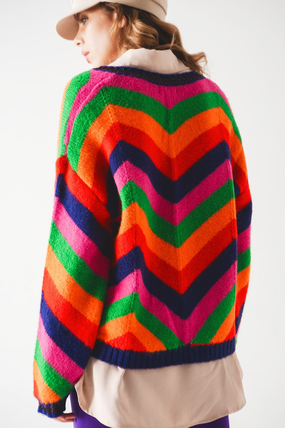 Striped Knit Sweater In Multi