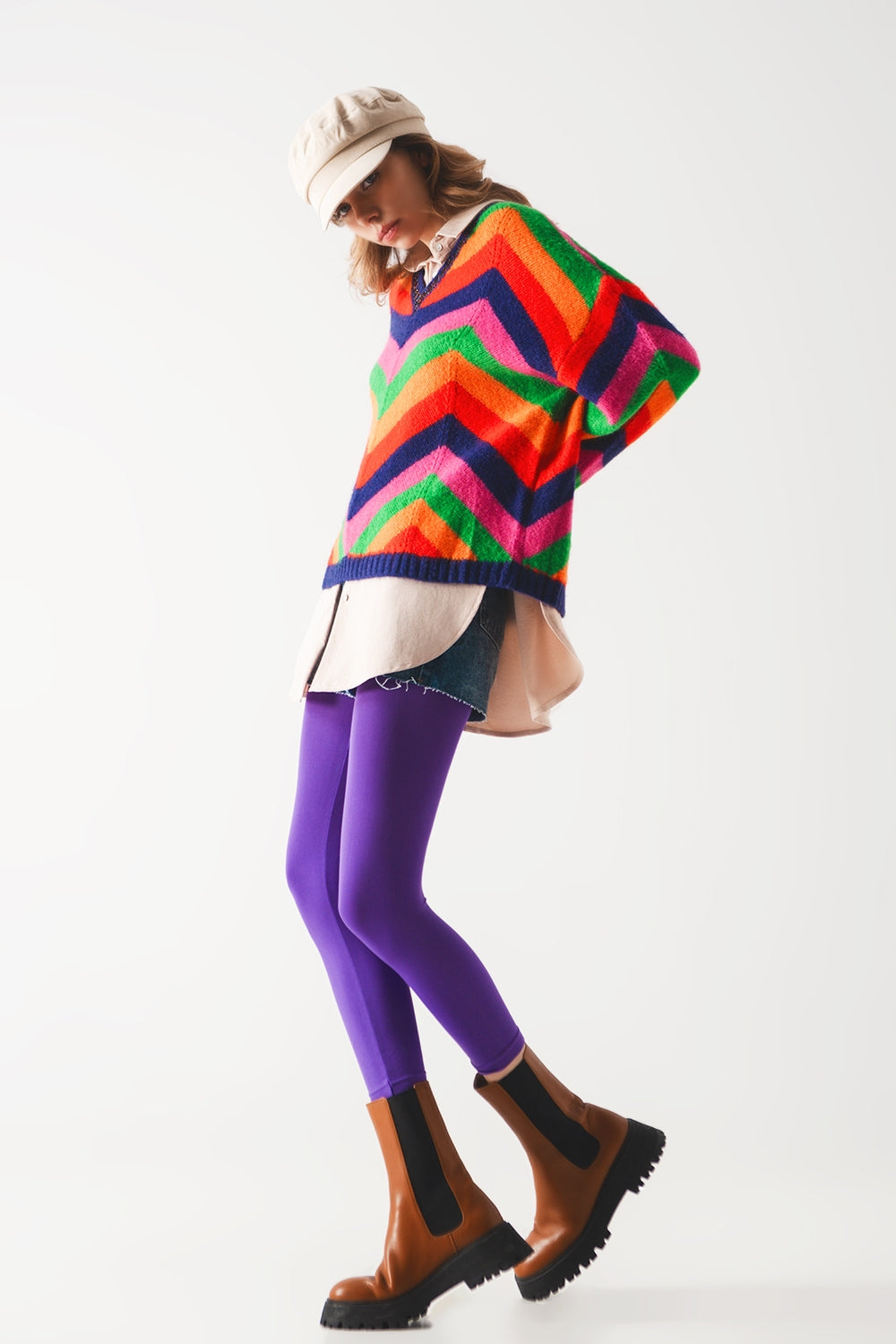 Striped Knit Sweater In Multi