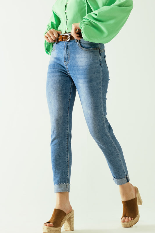 Washed Effect Push-Up Jeans