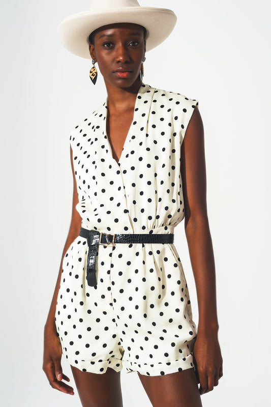 Wrap Playsuit In Spot Print