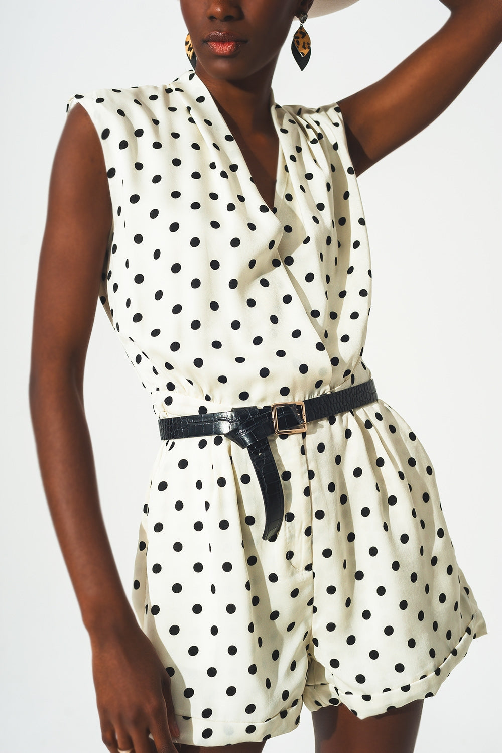 Wrap Playsuit In Spot Print